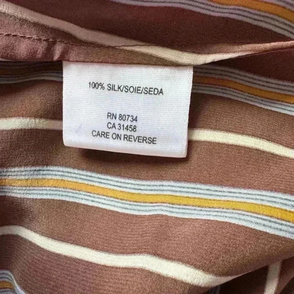 Women's BCBG MaxAzria Sill Striped Brown Blouse Top Work Wear Top Size Medium - Picture 7 of 7